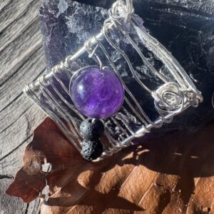 Anhänger Amethyst und Lavastein