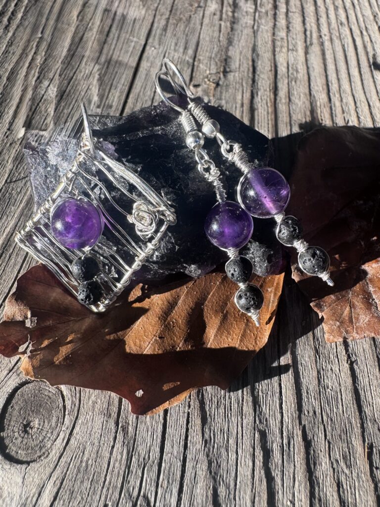 1 Set Amethyst und Lavasteine