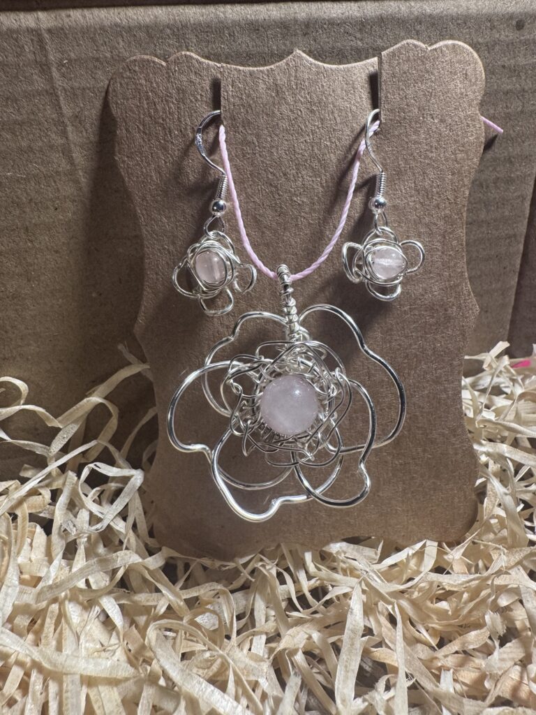 1 Set Rosenquarz Blume