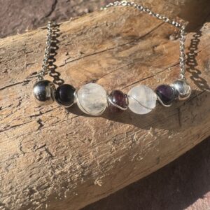 Armband Purpurit, Regenbogen‑Mondstein, Granat