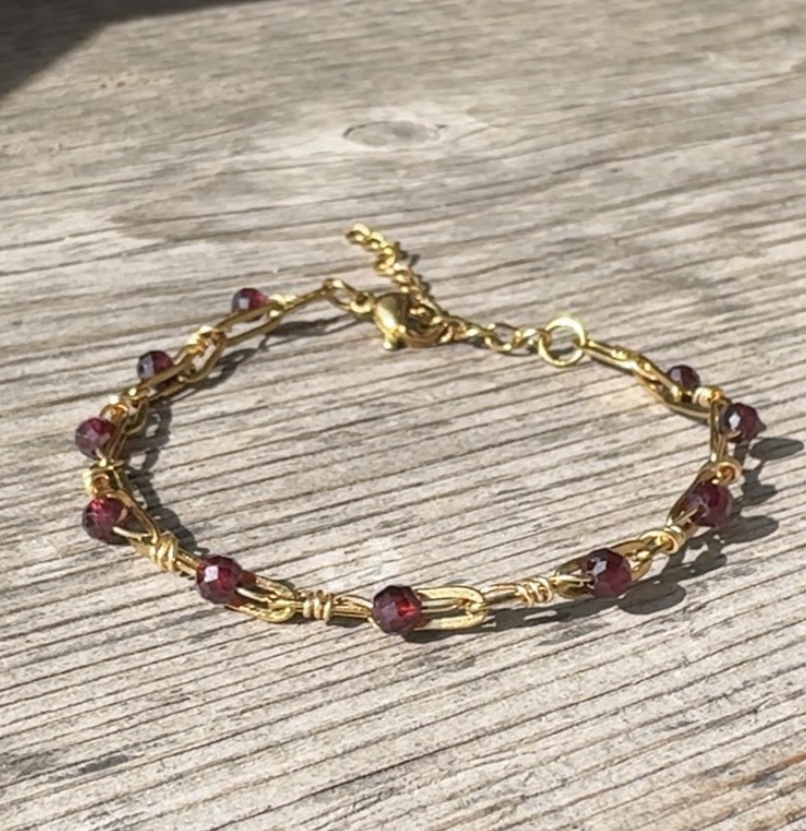 Armband Edelstahl mit Granat